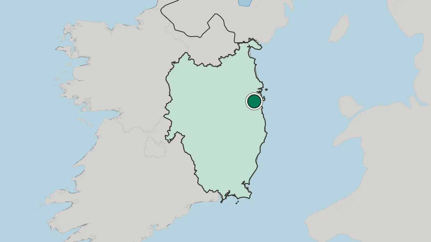 Map of Dublin in Republic of Ireland