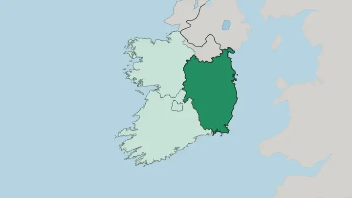 Map of Leinster in Republic of Ireland