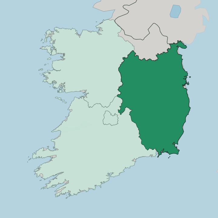 Map showing Leinster — In Republic of Ireland