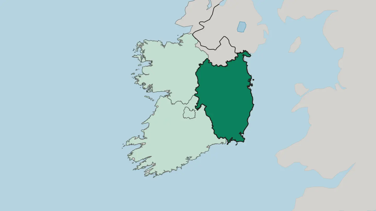 Map of Leinster in Republic of Ireland