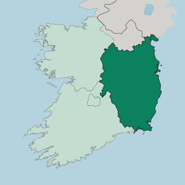 Map showing Leinster — In Republic of Ireland