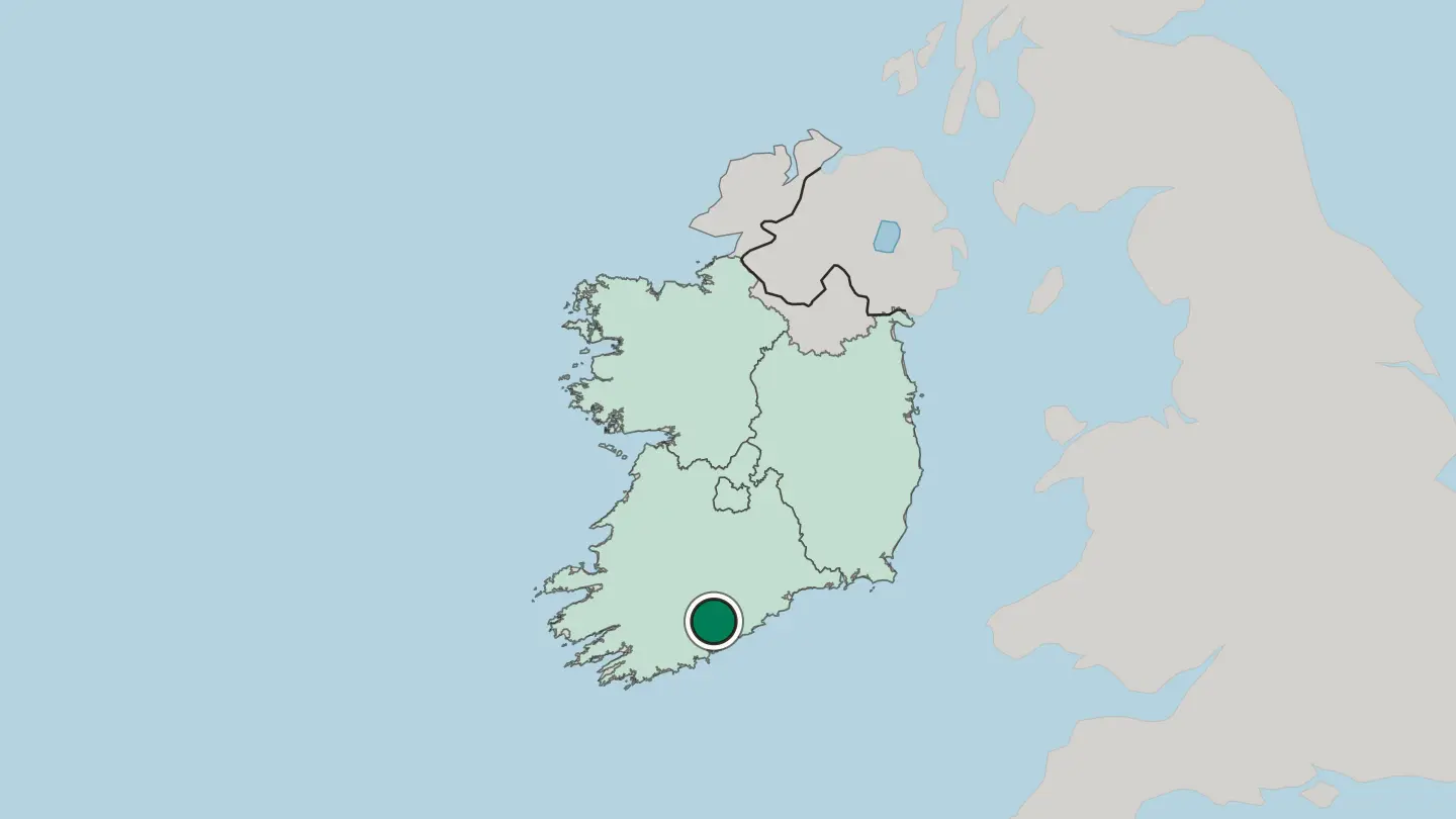 Map of Cork in Republic of Ireland