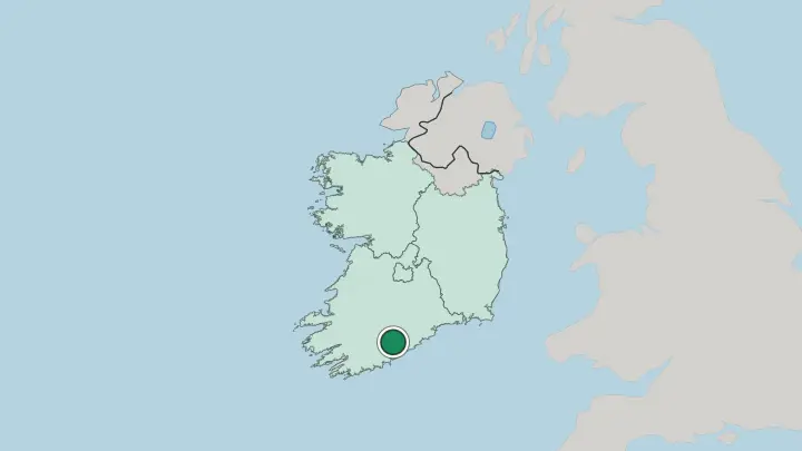 Map of Cork in Republic of Ireland