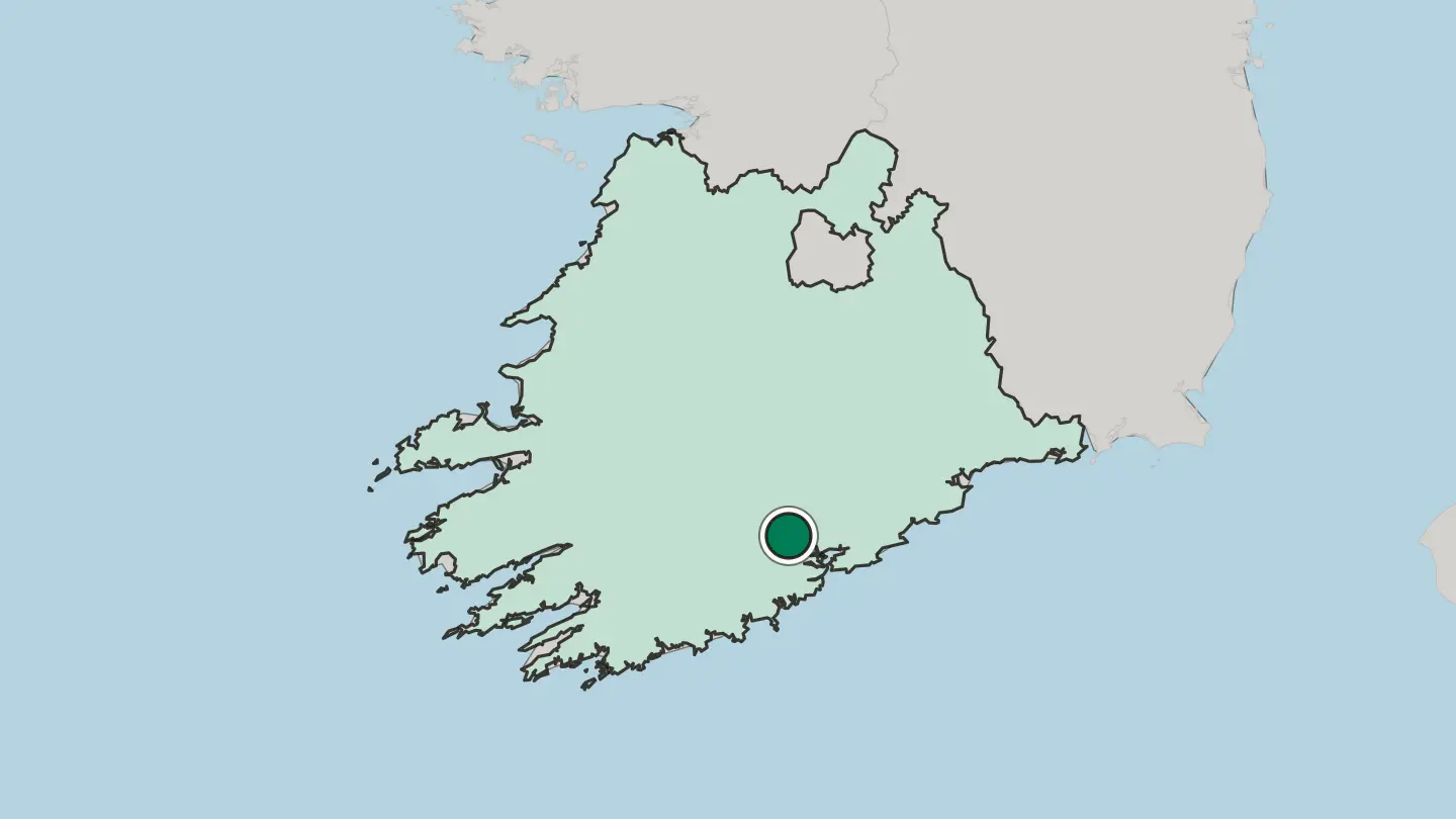 Map of Cork in Republic of Ireland