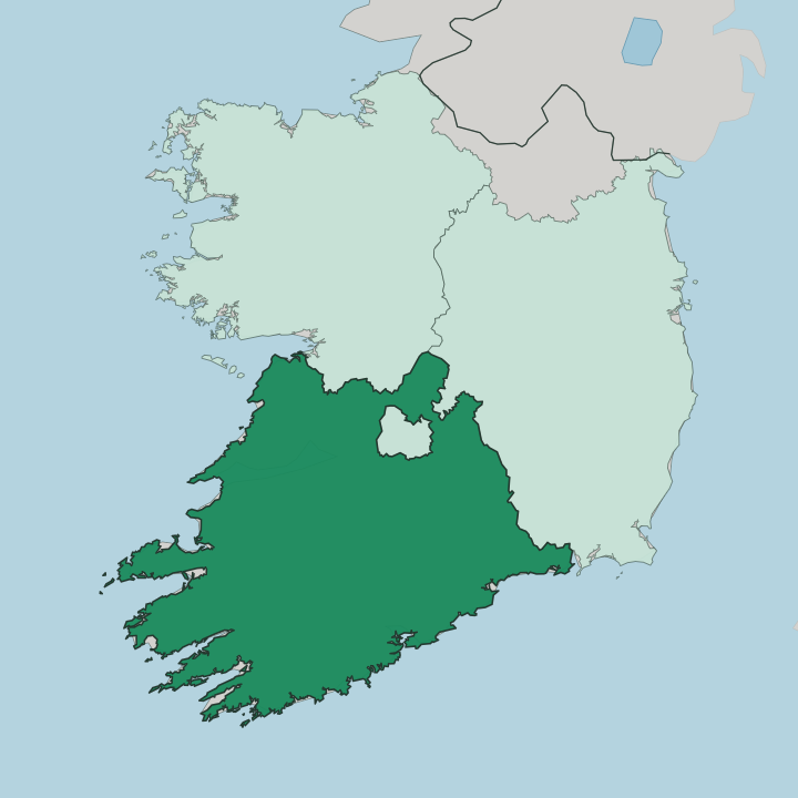 Map showing Munster — In Republic of Ireland