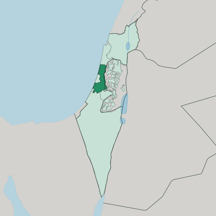 Map showing Central District — In Israel