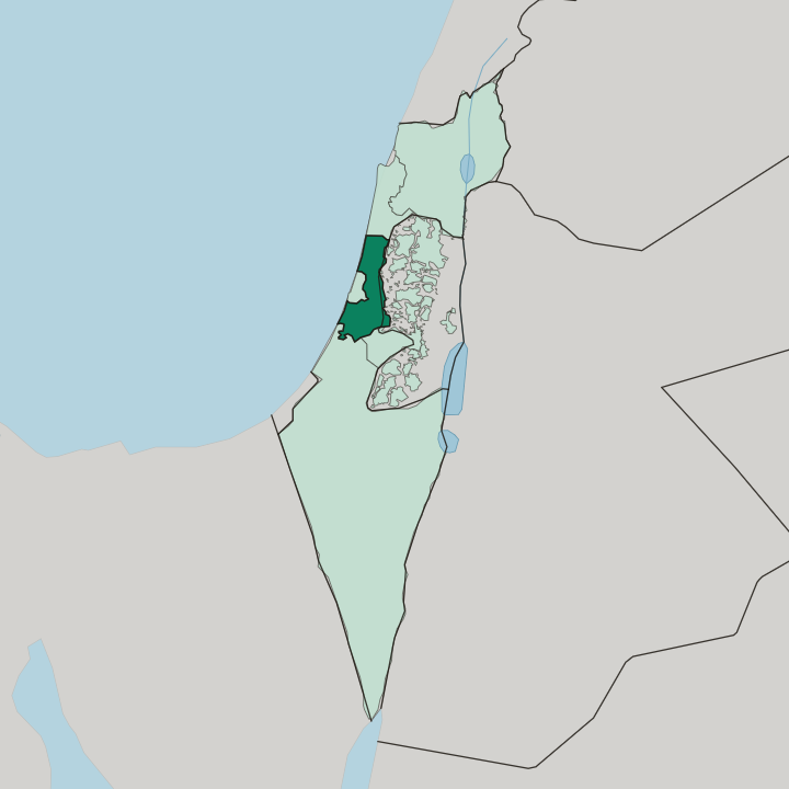 Map showing Central District — In Israel