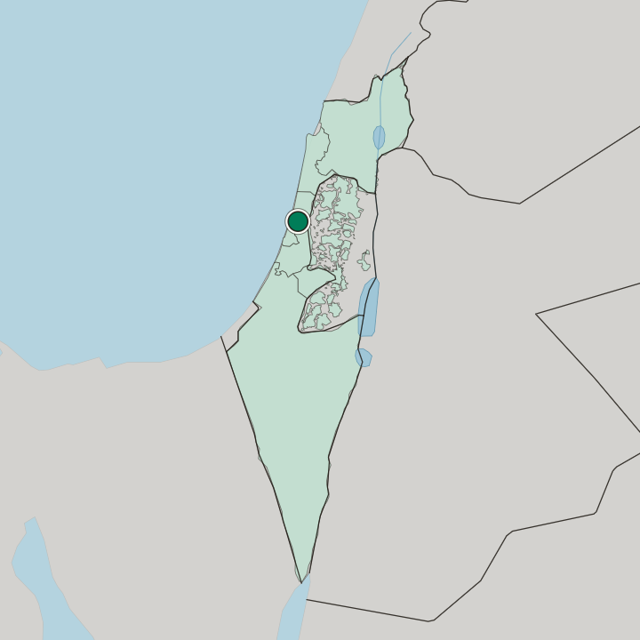 Map showing Ra'anana — In Israel