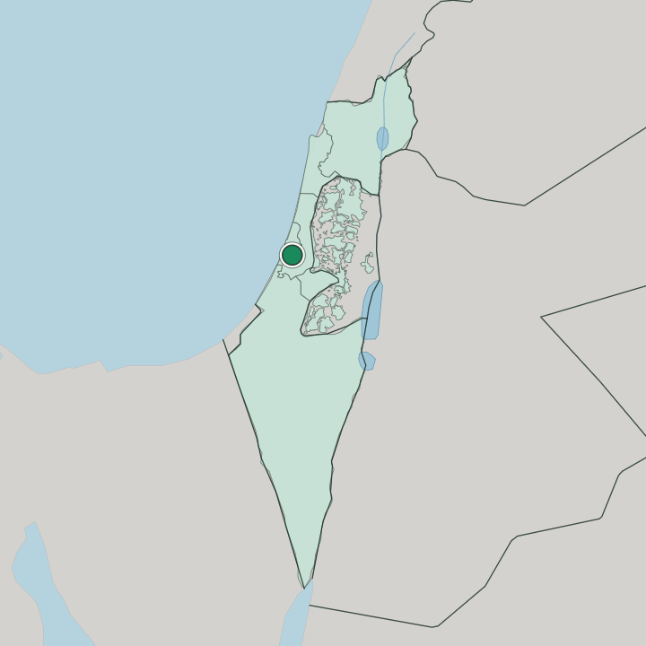 Map showing Rishon LeTsiyyon — In Israel