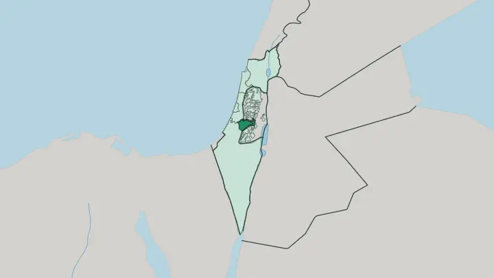 Map of Jerusalem in Israel