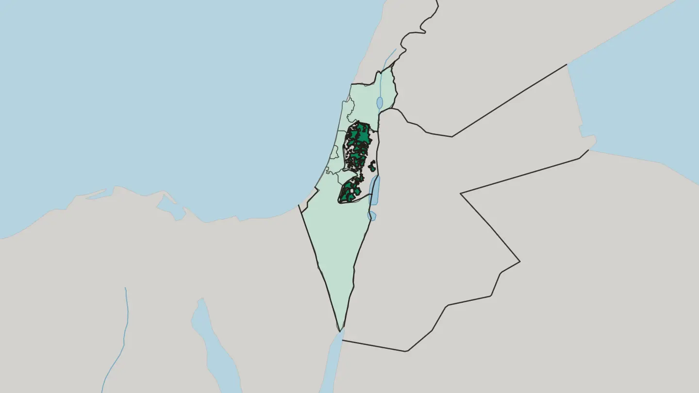 Map of Judea and Samaria Area in Israel