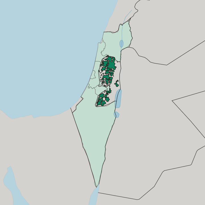 Map showing Judea and Samaria Area — In Israel