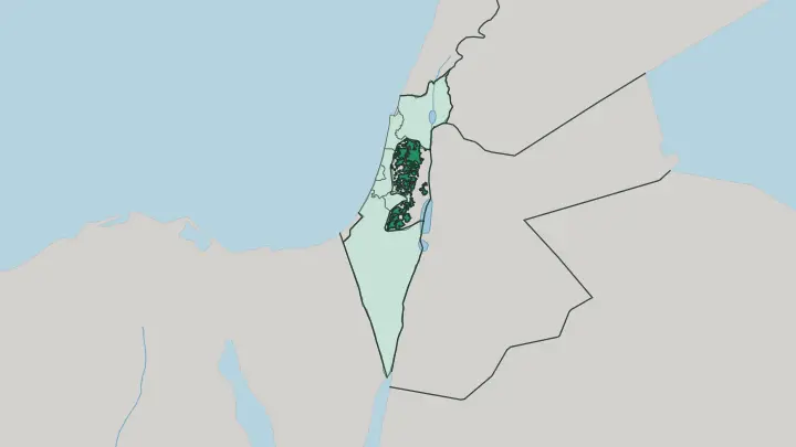 Map of Judea and Samaria Area in Israel