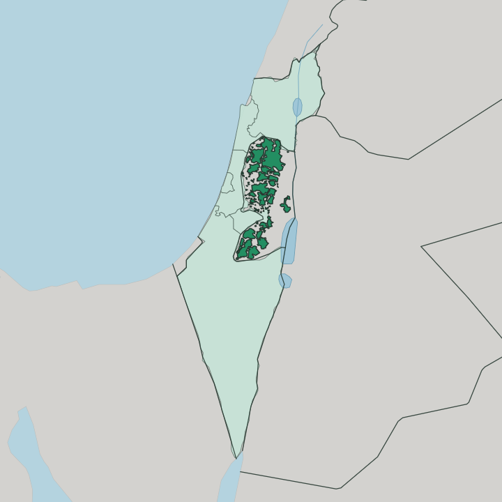 Map showing Judea and Samaria Area — In Israel