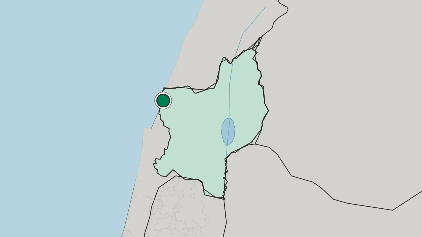 Map of Nahariyya in Israel