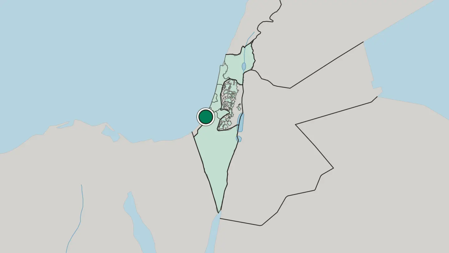 Map of Ashkelon in Israel