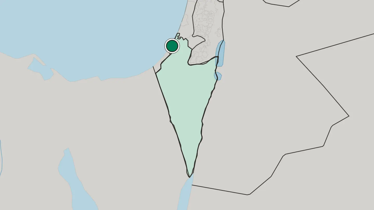 Map of Ashkelon in Israel
