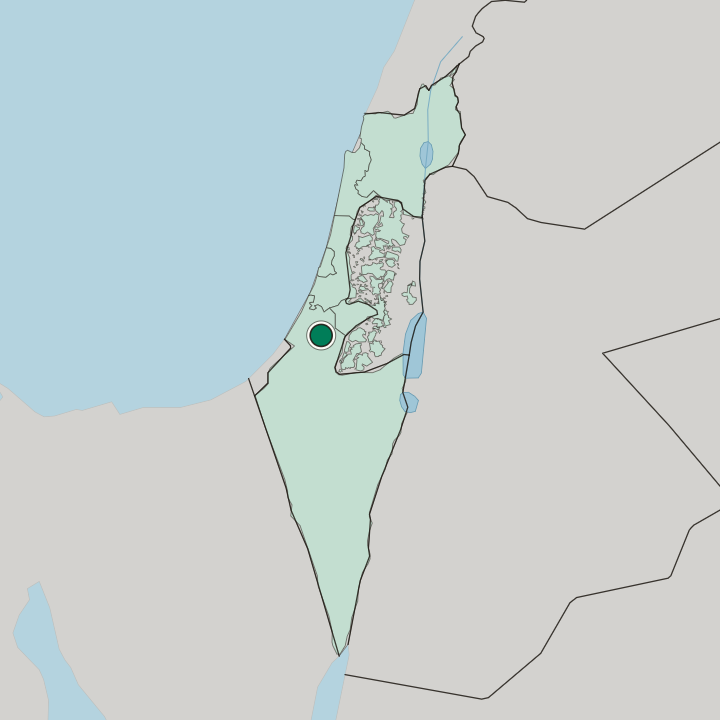 Map showing Kiryat Gat — In Israel
