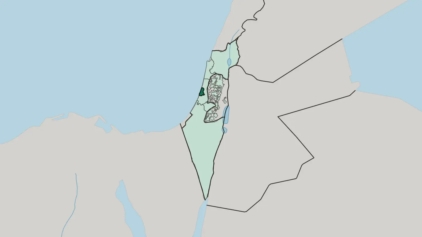 Map of Tel Aviv District in Israel