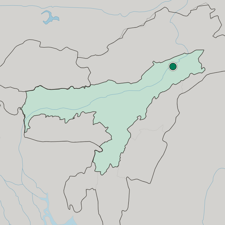 Map showing Dibrugarh — In Assam