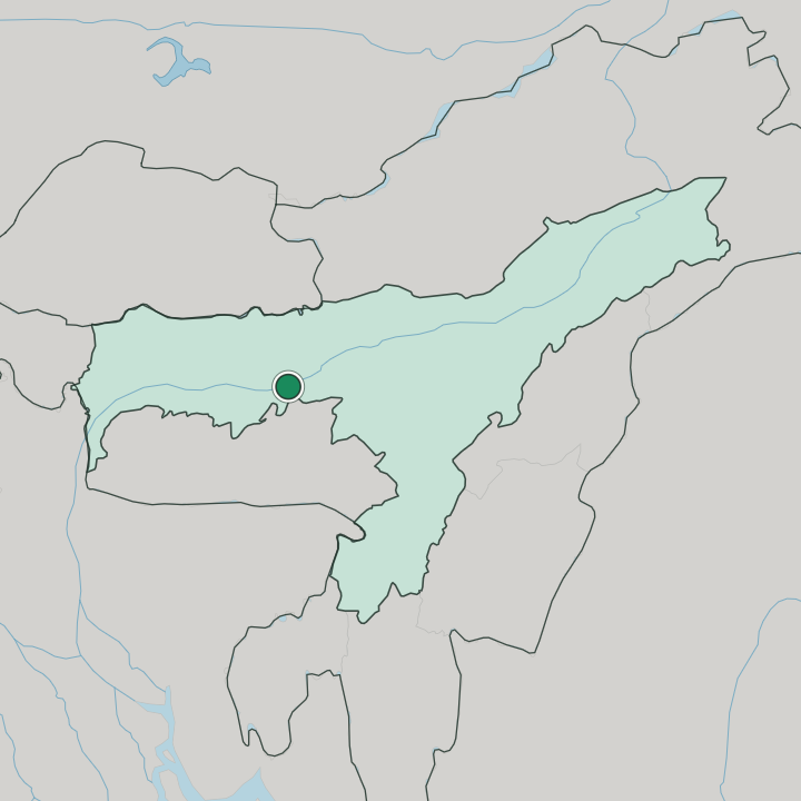 Map showing Guwahati — In Assam