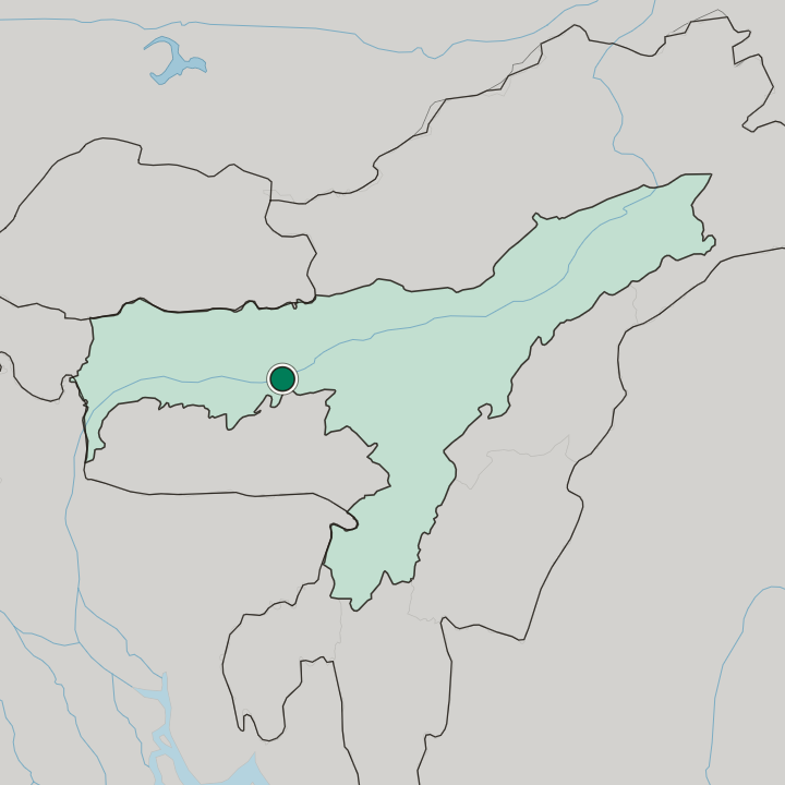 Map showing Guwahati — In Assam