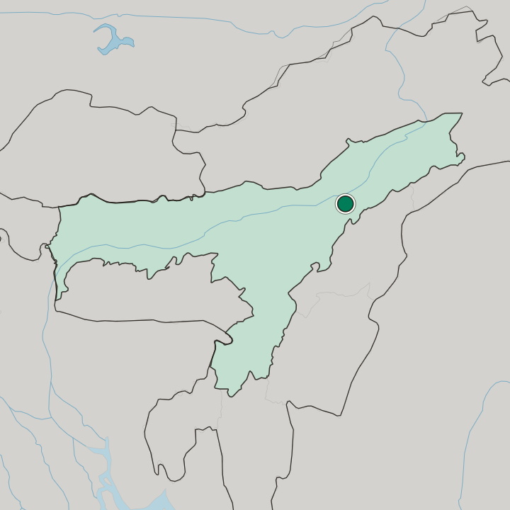 Map showing Jorhat — In Assam