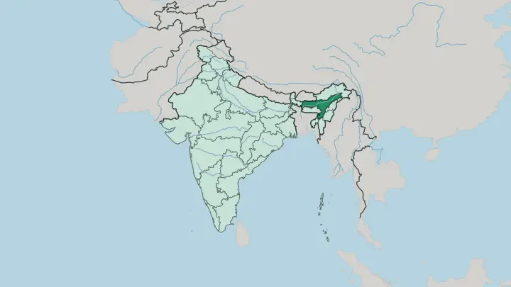 Map of Assam in India