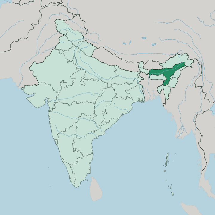 Map showing Assam — In India