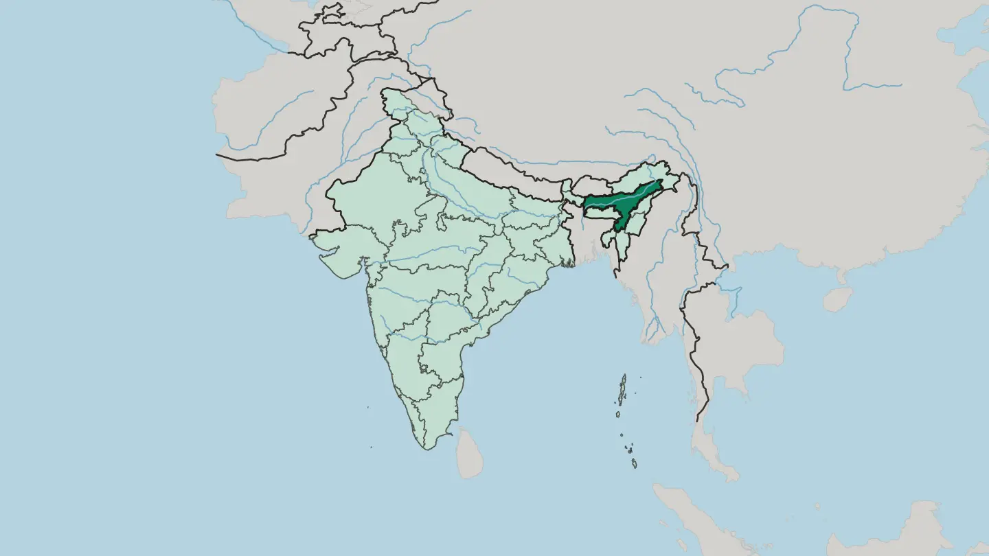 Map of Assam in India
