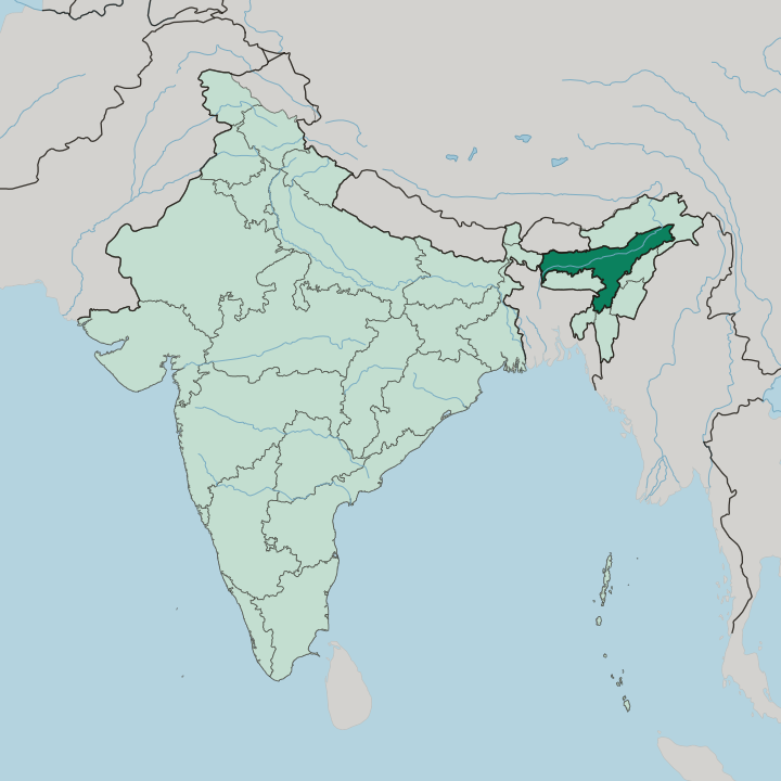Map showing Assam — In India