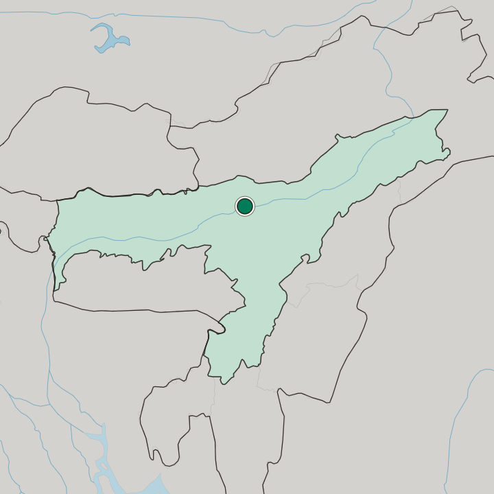 Map showing Tezpur — In Assam