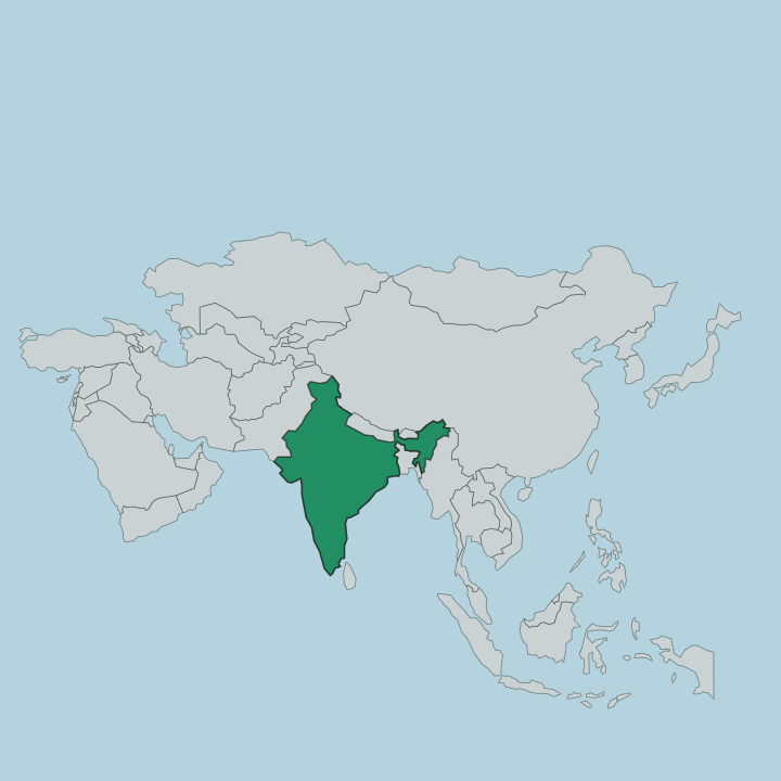 Map showing India — In Asia