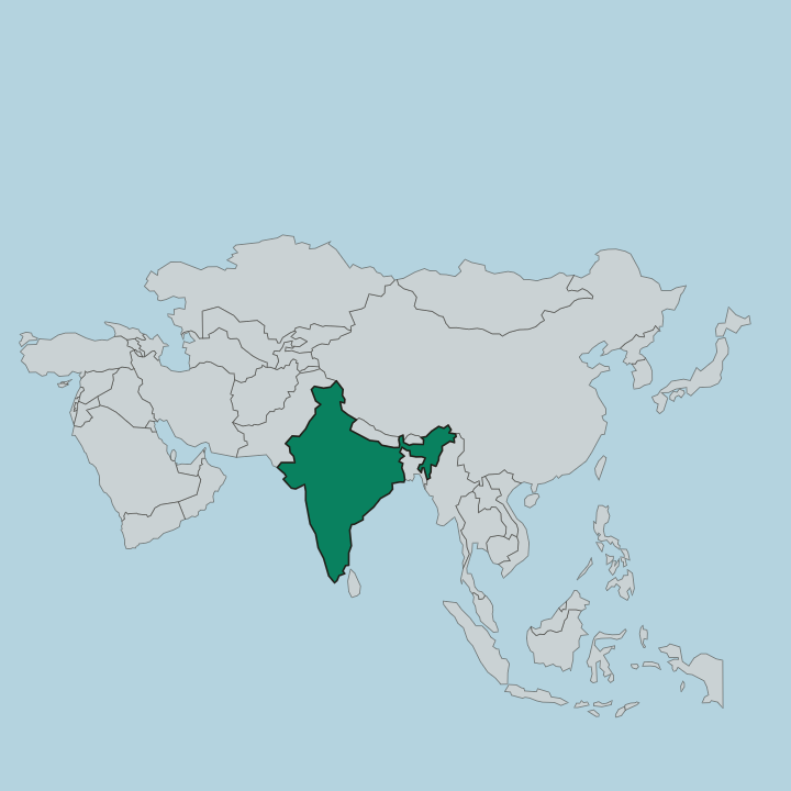 Map showing India — In Asia