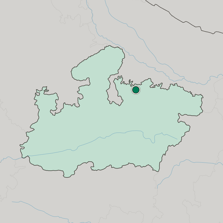 Map showing Chhatarpur — In Madhya Pradesh