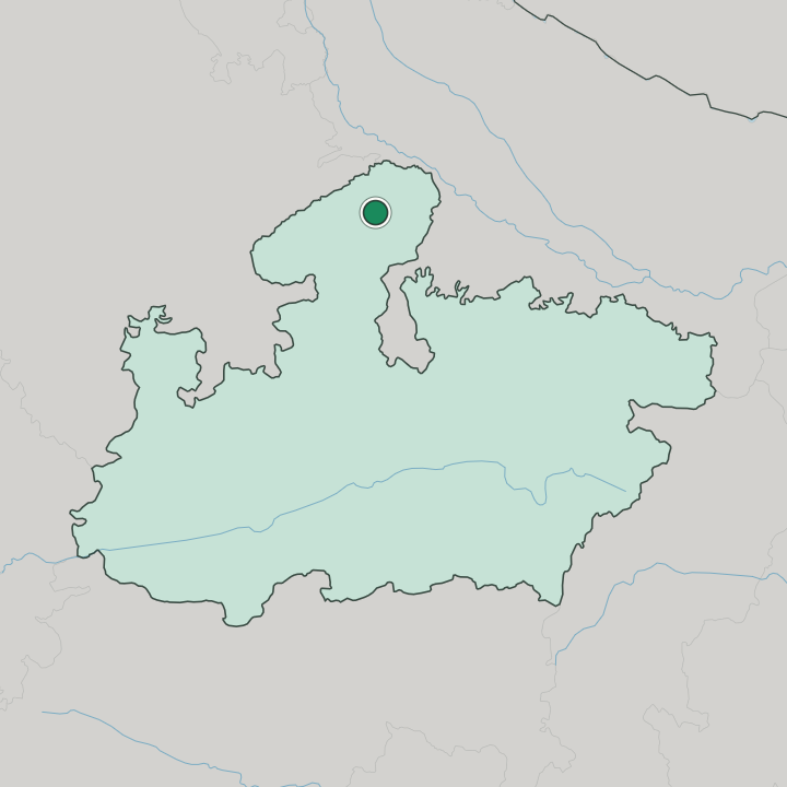 Map showing Gwalior — In Madhya Pradesh