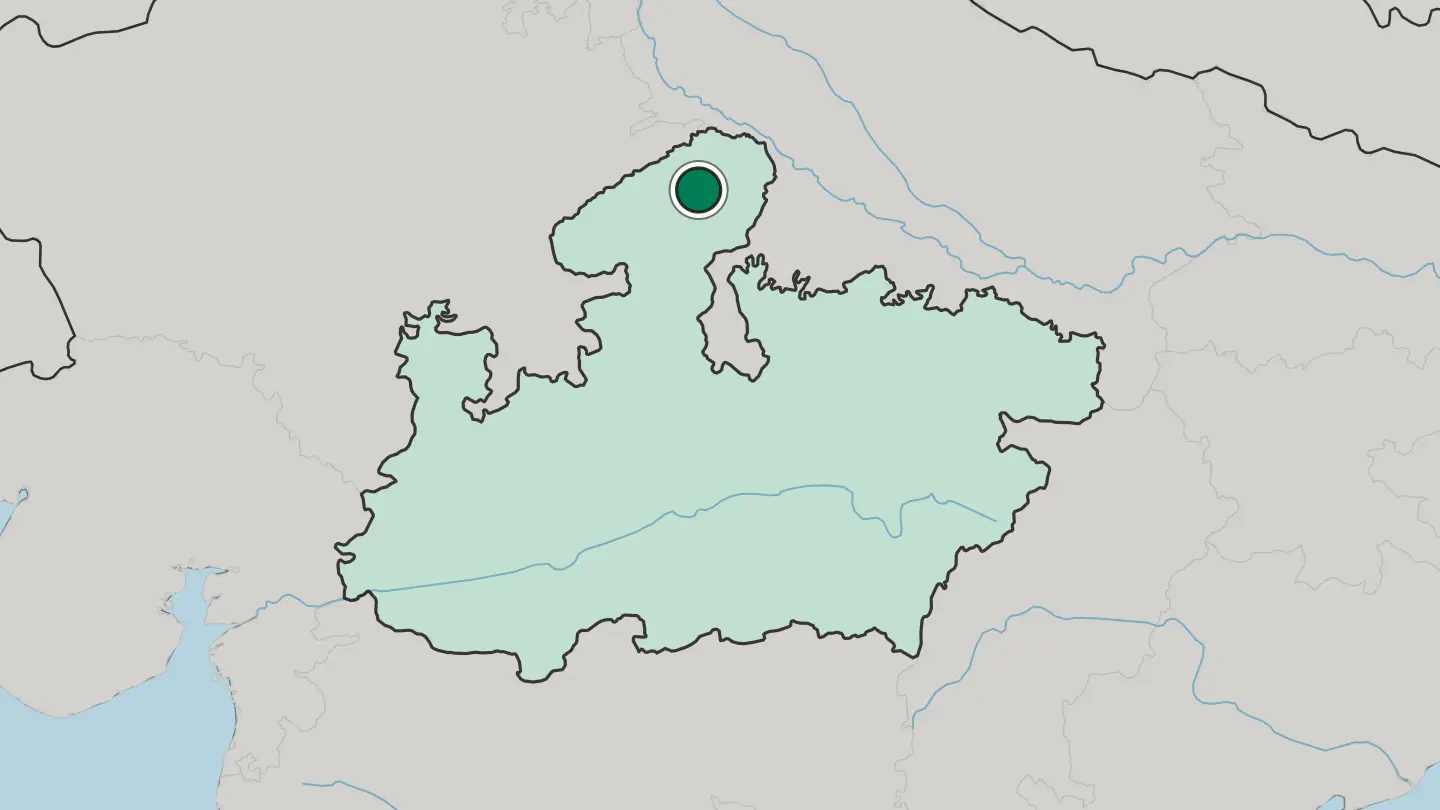 Map of Gwalior in India