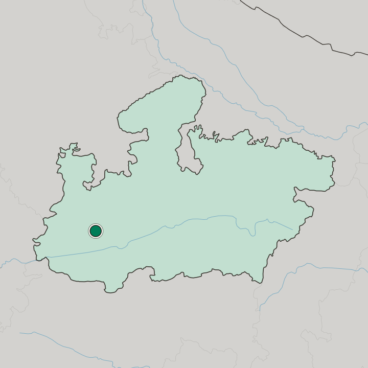 Map showing Indore — In Madhya Pradesh