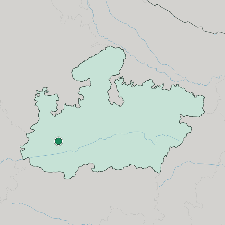 Map showing Indore — In Madhya Pradesh