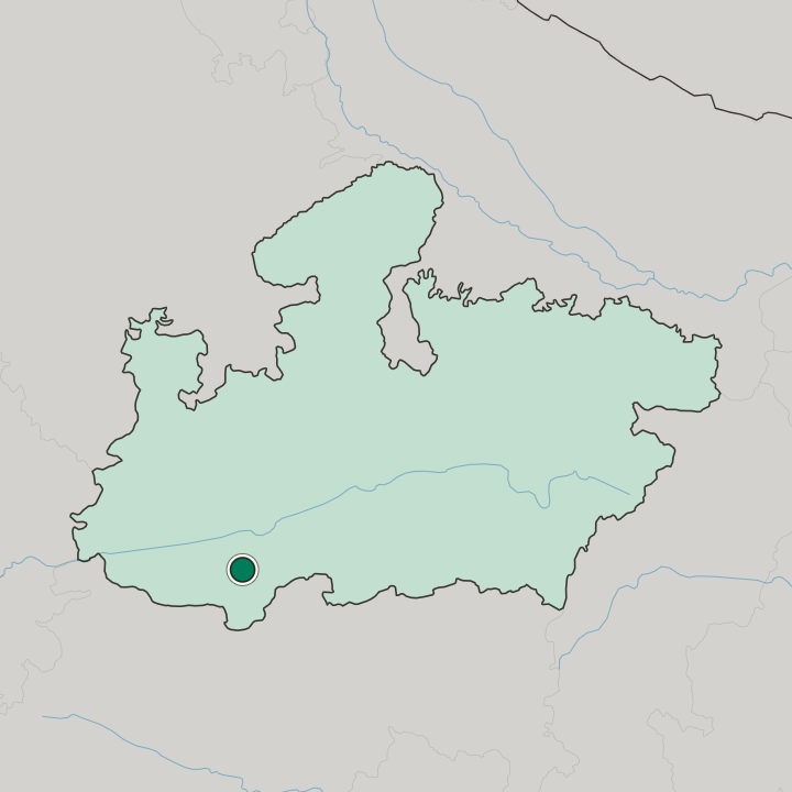 Map showing Khandwa — In Madhya Pradesh