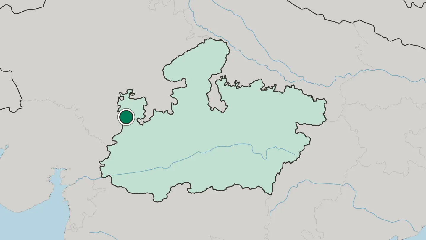 Map of Mandsaur in India