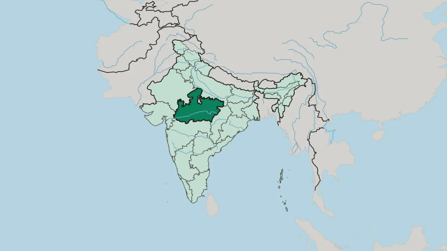 Map of Madhya Pradesh in India