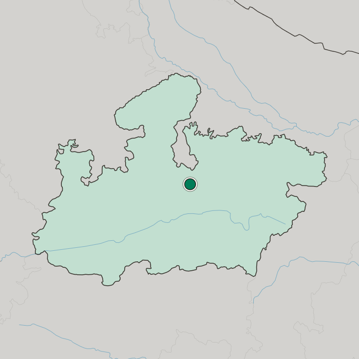 Map showing Saugor — In Madhya Pradesh