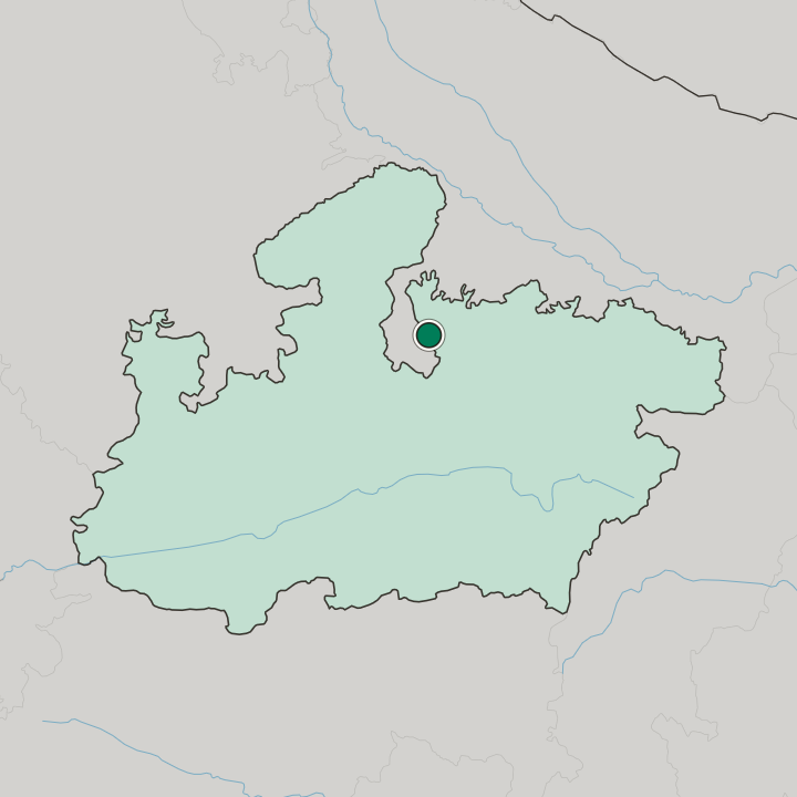 Map showing Tīkamgarh — In Madhya Pradesh