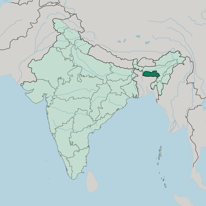 Map showing Meghālaya — In India