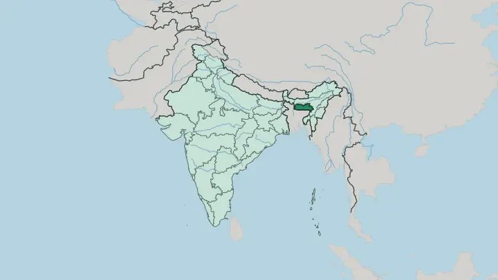 Map of Meghālaya in India