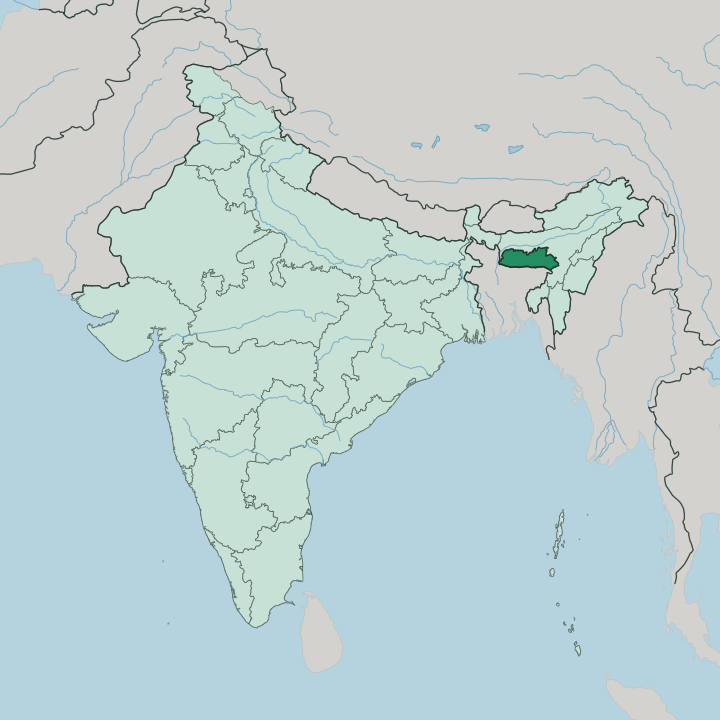 Map showing Meghālaya — In India