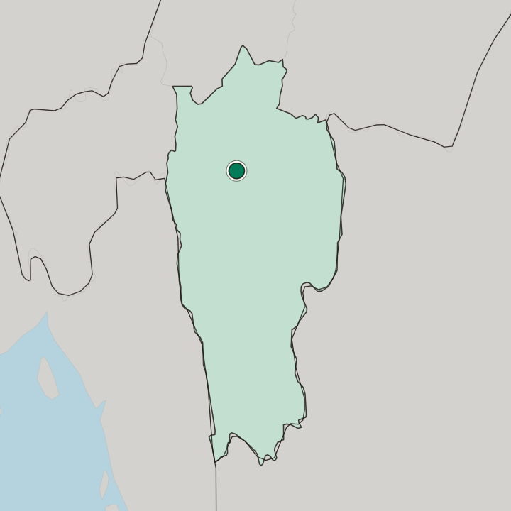 Map showing Aizawl — In Mizoram