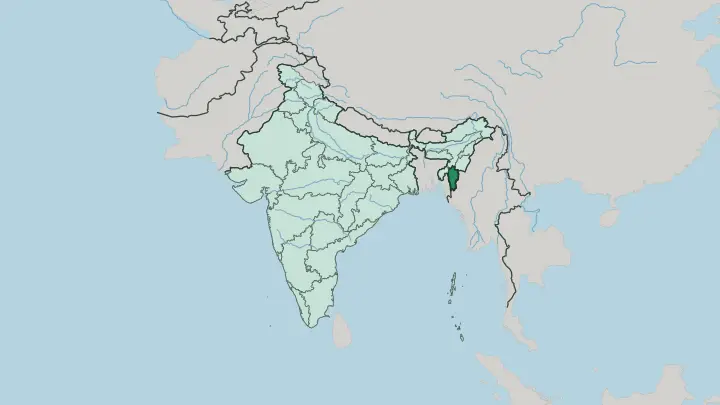 Map of Mizoram in India