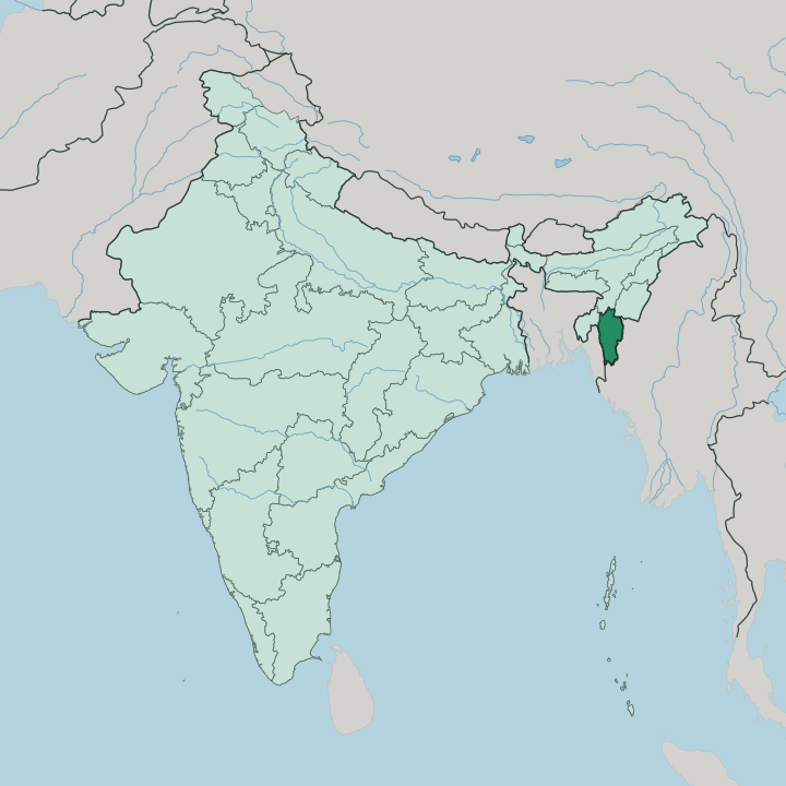 Map showing Mizoram — In India